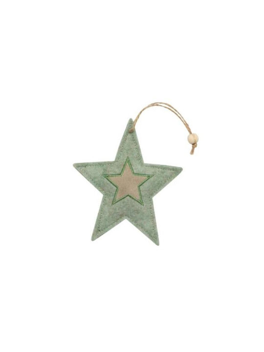 Hanging Ornament Star Felt Green 2x13cm