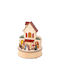 Lumineo Christmas Illuminated Decorative Wooden House with Battery with Music and Movement 20.3x15x15cm.