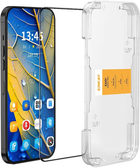 Motorola Moto G35 5g Enkay Лесен монтаж Пълно закалено стъкло Прозрачно