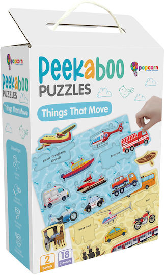 Kids Peg Puzzle Vehicles 18pcs Pop Corn Games & Puzzles