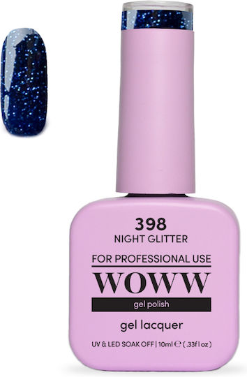 Woww UV & LED накисващ се гел лак Night Glitter 398 10ml