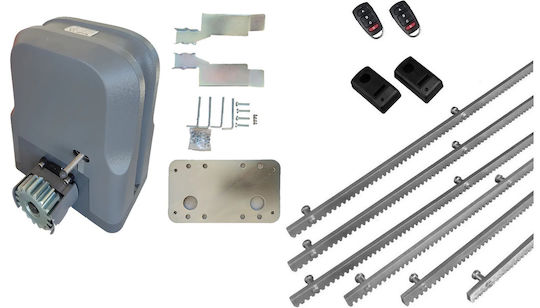 Doorado Σετ Μοτέρ Συρόμενης Γκαραζόπορτας Slg600-kit261 2 Τηλεχειριστήρια 6 Μέτρα Κρεμαγιέρα Φωτοκύτταρα Ενσύρματα