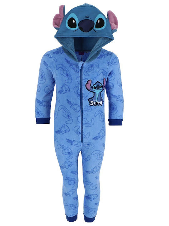 Disney Kids' One-piece Pajamas Winter Fleece Blue Lilo & Stitch