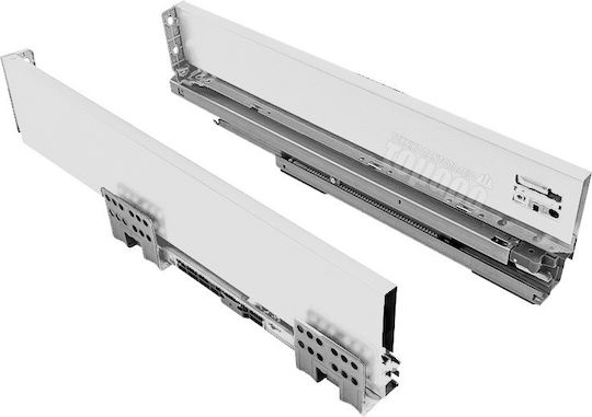 Hugobox Schubladenführungen Seitenbremse Schlank Weiß 116x400mm 2 Stück