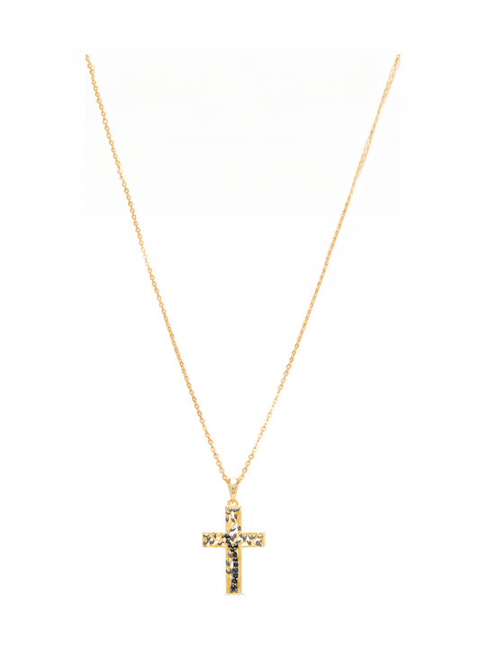 Agios Schwarz Kreuz aus Vergoldetem Silber