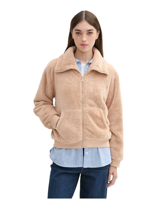 Teddy Women's Short Lifestyle Jacket for Winter Beige