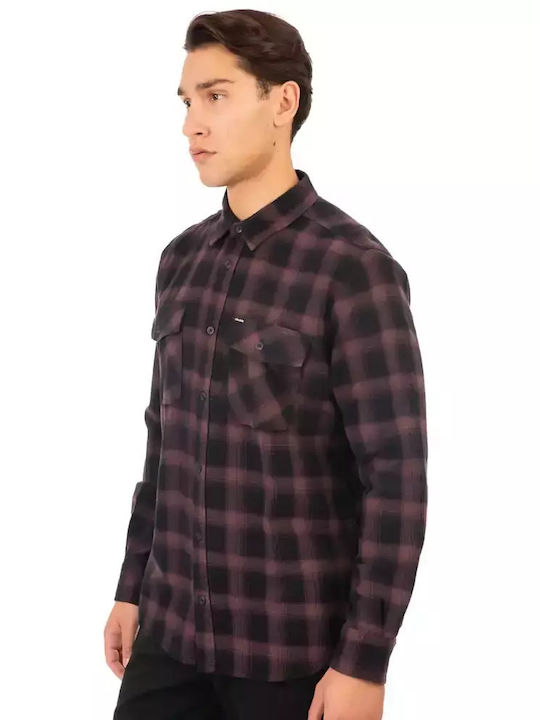 Double Cu mânecă lungă Flanel Cămașă Carou Blac...