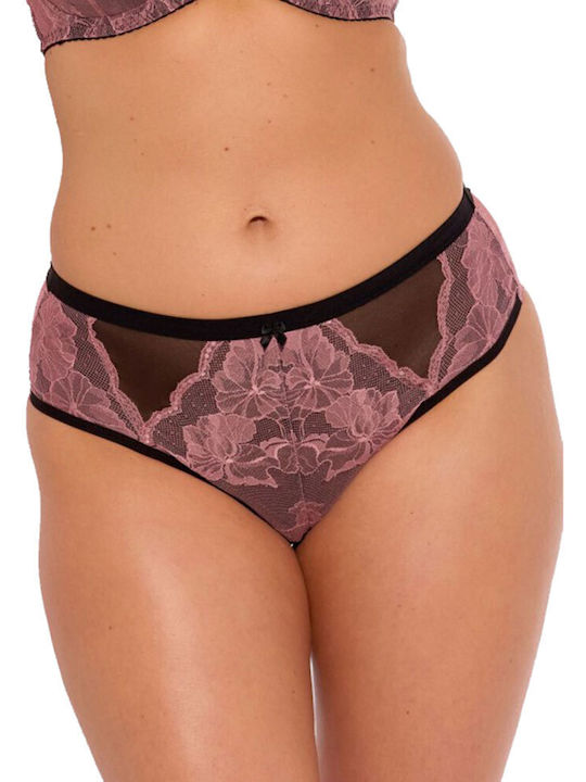 Damen Slip mit Spitze Black With Pink