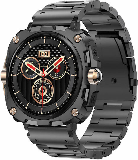 Microwear AK71 Smartwatch with Heart Rate Monitor (Black Gold Steel)