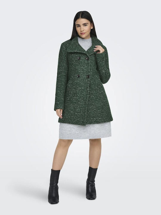 Only Wolle Damen Grün Kurzmantel mit Knöpfen