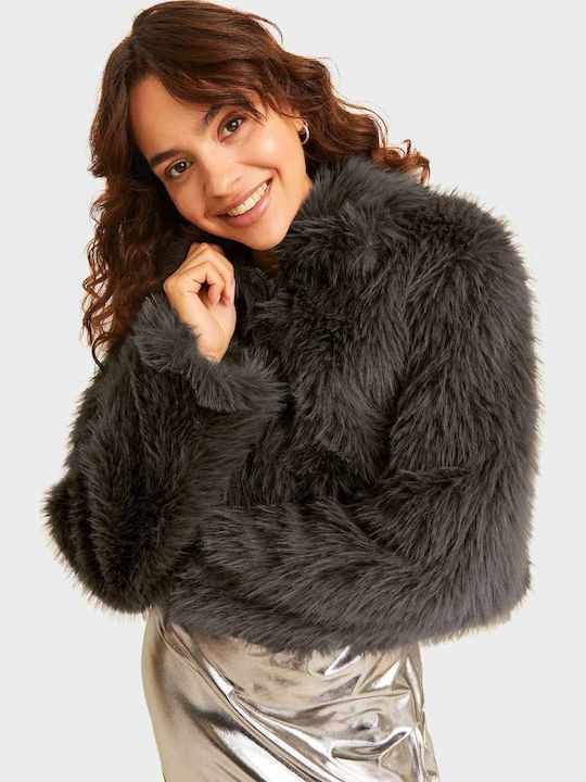 Jack & Jones Women's Short Fur Gray