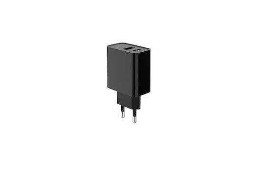 Gembird Charger Without Cable with USB-A Port and USB-C Port 20W Power Delivery / Quick Charge 3.0 Blacks (TA-UC-PDQC20-01-BK)