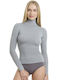 Women's Long Sleeve Turtleneck T-Shirt Gray