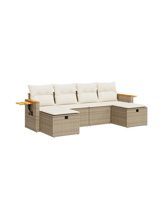 Corner Outdoor Sofa Rattan with Chest and Cushions 55x55x69cm