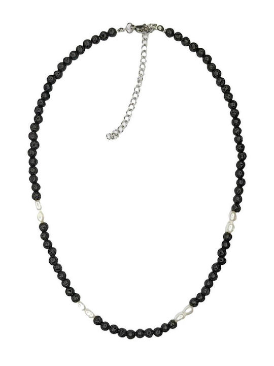 Kostibas Fashion Κολιέ με Πέρλες Μαύρο