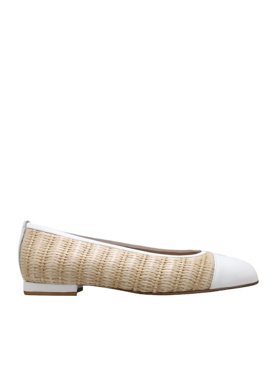 Kalogirou Дамски балетни обувки NATURAL/OFF WHITE