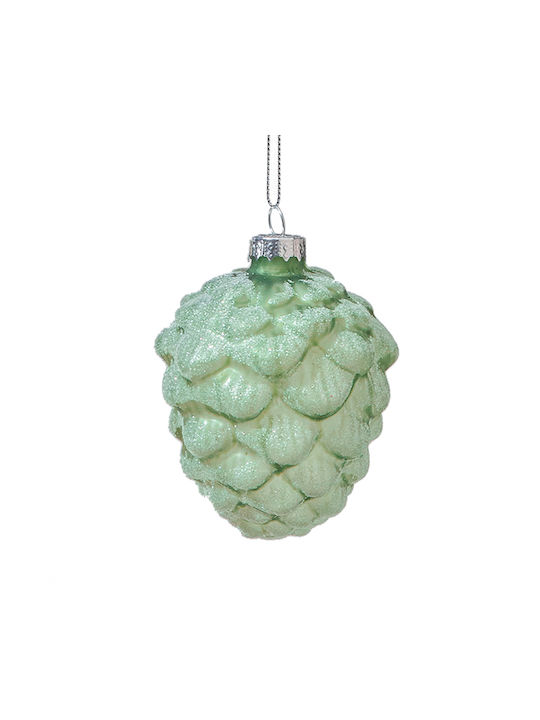 Hanging Ornament Pine Glass Green 7x9cm