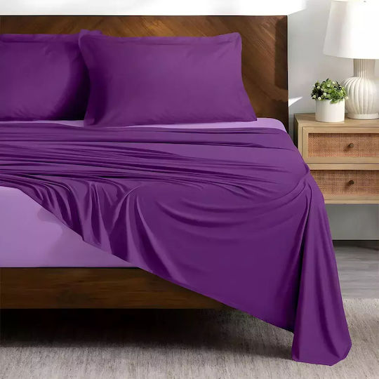 Lino Home Bettwäsche-Set Überdoppel 240x260cm. Doble Lilac-Mauve 4Stück