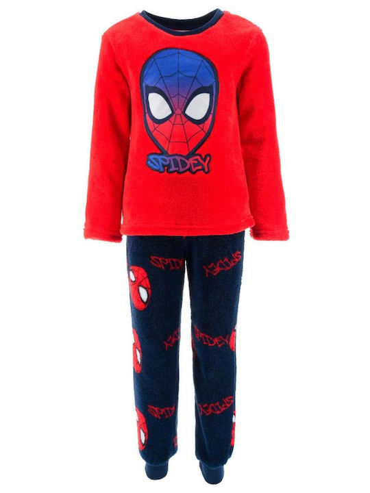 Superheroes Παιδική Πιτζάμα Χειμωνιάτικη Fleece Red