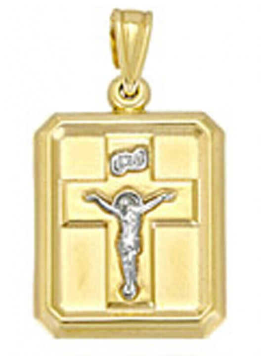 Atofio Kosmima Anhänger Kinder Amulett mit Jesus Christus aus Gold 9K PD11030