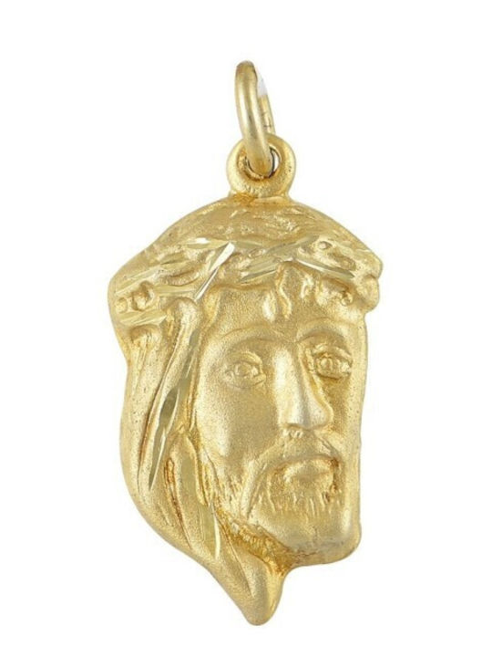 Atofio Kosmima Anhänger Kinder Amulett mit Jesus Christus aus Gold 14K FM27334-K14