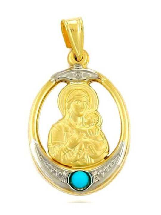 Atofio Kosmima Висулка Детски Талисман с Дева Мария от Злато 14K PD11065K8-K14