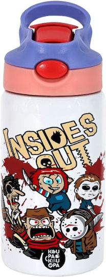 Koupakoupa Хелоуин Inside Out Неръждаема Стомана Детска Бутилка За Вода Хелоуин със Сламка Розова 350мл