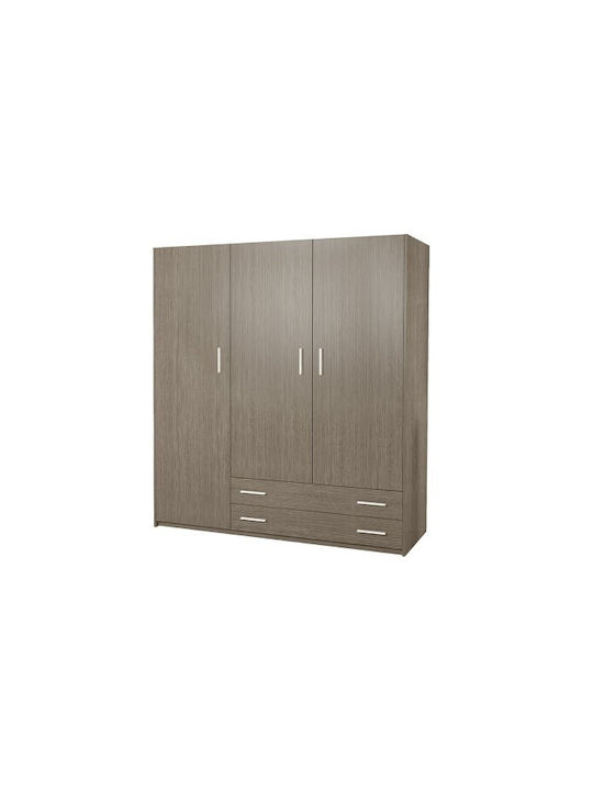 Τρίφυλλη Ντουλάπα Σταχτί 150x60x180cm