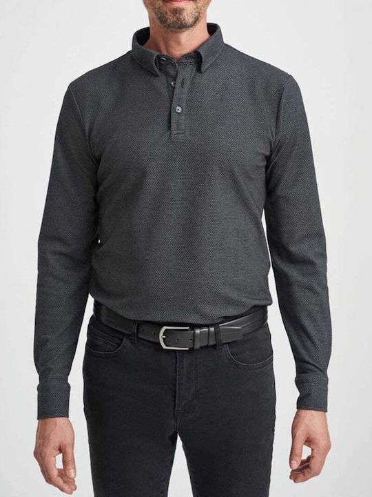 Monte Napoleone Polo Langarmbluse Schwarz