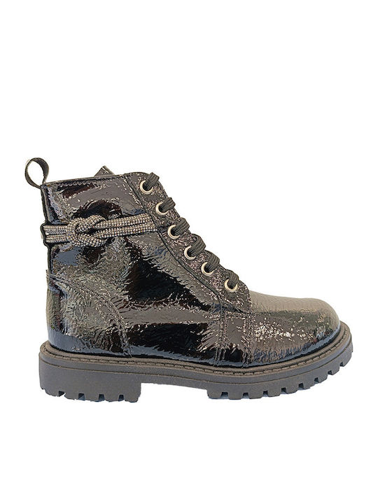 Shoes Cizme Copii din Lac cu Fermuar Negre