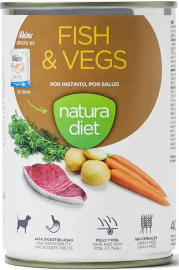Natura Diet Wet Food Dogs in Cans Diet with Fish, Vegetables, Salmon, Tuna Fish, Carrot, Broccoli and Potatoes 400gr