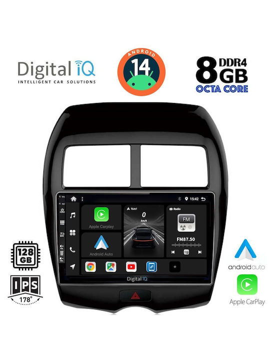 Digital IQ Car Audio System for Peugeot 4008 Mitsubishi Asx 2012-2018 (Bluetooth/USB/AUX/WiFi/GPS/Apple-Carplay/Android-Auto) with Touch Screen 10"
