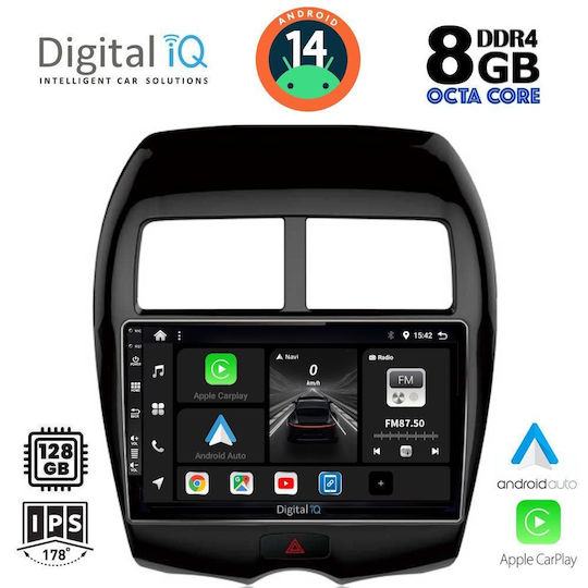 Digital IQ Car Audio System for Peugeot 4008 Mitsubishi Asx 2012-2018 (Bluetooth/USB/AUX/WiFi/GPS/Apple-Carplay/Android-Auto) with Touch Screen 10"