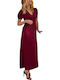 Maxi Βραδινό Φόρεμα Dark Red