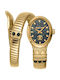 Roberto Cavalli Snake Crystals Women's Watch with Gold Metal Bracelet