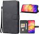 Wallet Δερμάτινο / Δερματίνης / Σιλικόνης Μαύρο (Redmi Note 7 / 7 Pro)