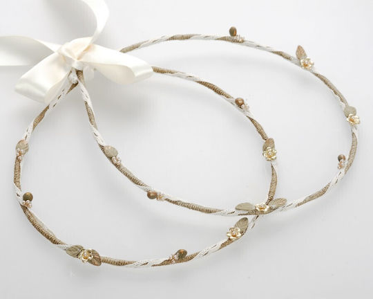 Boho Hochzeitskronen Porzellanblätter & Perlen Spitzenband Handgefertigt