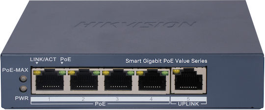 Hikvision DS-3E1505P-EI/M Unmanaged L2 PoE+ Switch with 5 Gigabit (1Gbps) Ethernet Ports