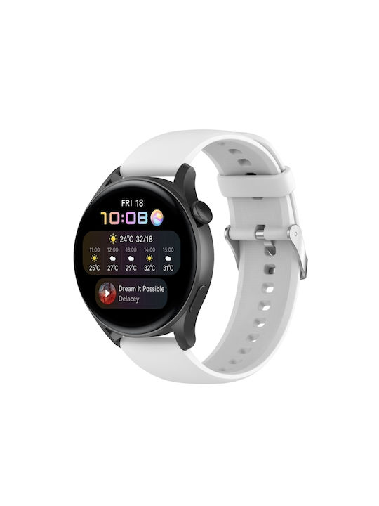 Huawei Watch 4 Watch 4 Pro Silver Buckle Silicone Stainless Steel Solid Color Watch Strap White