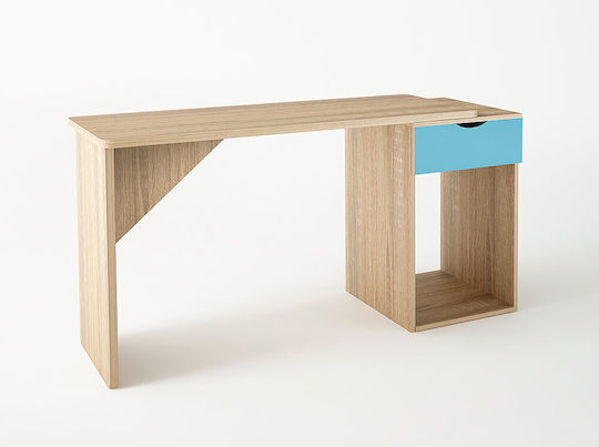 Детско бюро от меламин Oak / Light Blue 130x55x80см