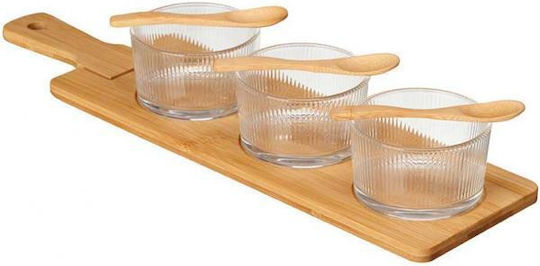 Atmosphera Glass Dessert Divided Serving Tray with 3 Slots Brown Ø13cmxY13cm 46x6.5x13cm