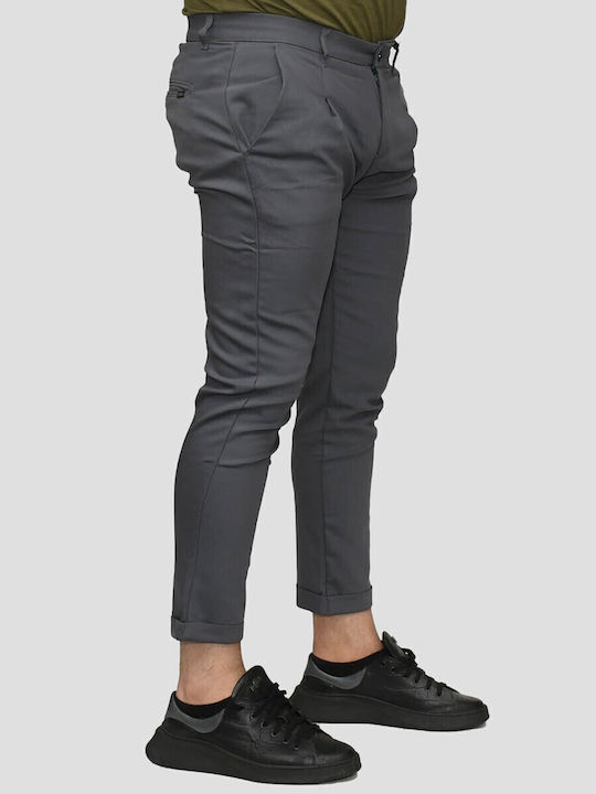 Damaged Jeans Мъжко Панталон Тясна Кройка Сив
