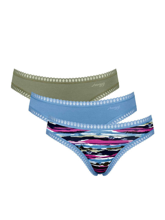 Sloggi Mini Βαμβακερά Γυναικεία Slip 3Pack με Δ...