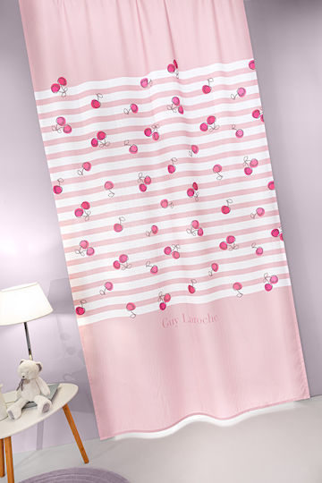 Guy Laroche Παιδική Κουρτίνα Cherries με Τρέσα Ροζ 145x270εκ.