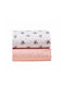 Kentia Taiko Baby Sheets Set Cradle Cotton White Pink White 60x120cm 2pcs