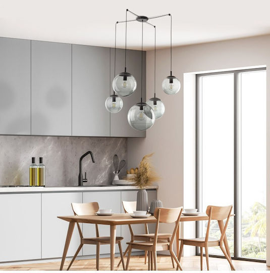 TK Lighting Hängelampe Gray für 5 Lampen E27 400x400cm.