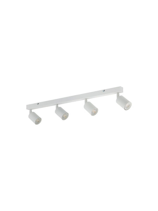 TK Lighting Spot with 4 Lights and with Socket GU10 in White Color