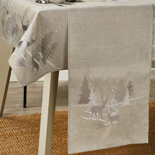 Whitegg Christmas Tablecloth Runner Fabric Gray L40xW175cm.