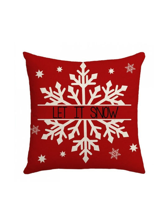 ecarla Let It Snow Χριστουγεννιάτικη Διακοσμητική Μαξιλαροθήκη Τετράγωνη 45x45εκ.