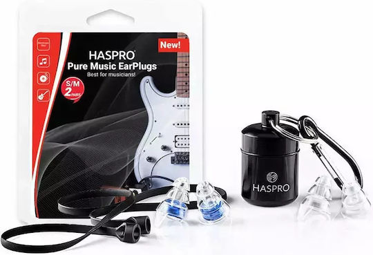 Haspro Pure Music Ωτοασπίδες Σιλικόνης με Κορδόνι Ασφαλείας σε Μπλε Χρώμα 2τμχ
